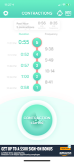 screenshot of a contraction timer 