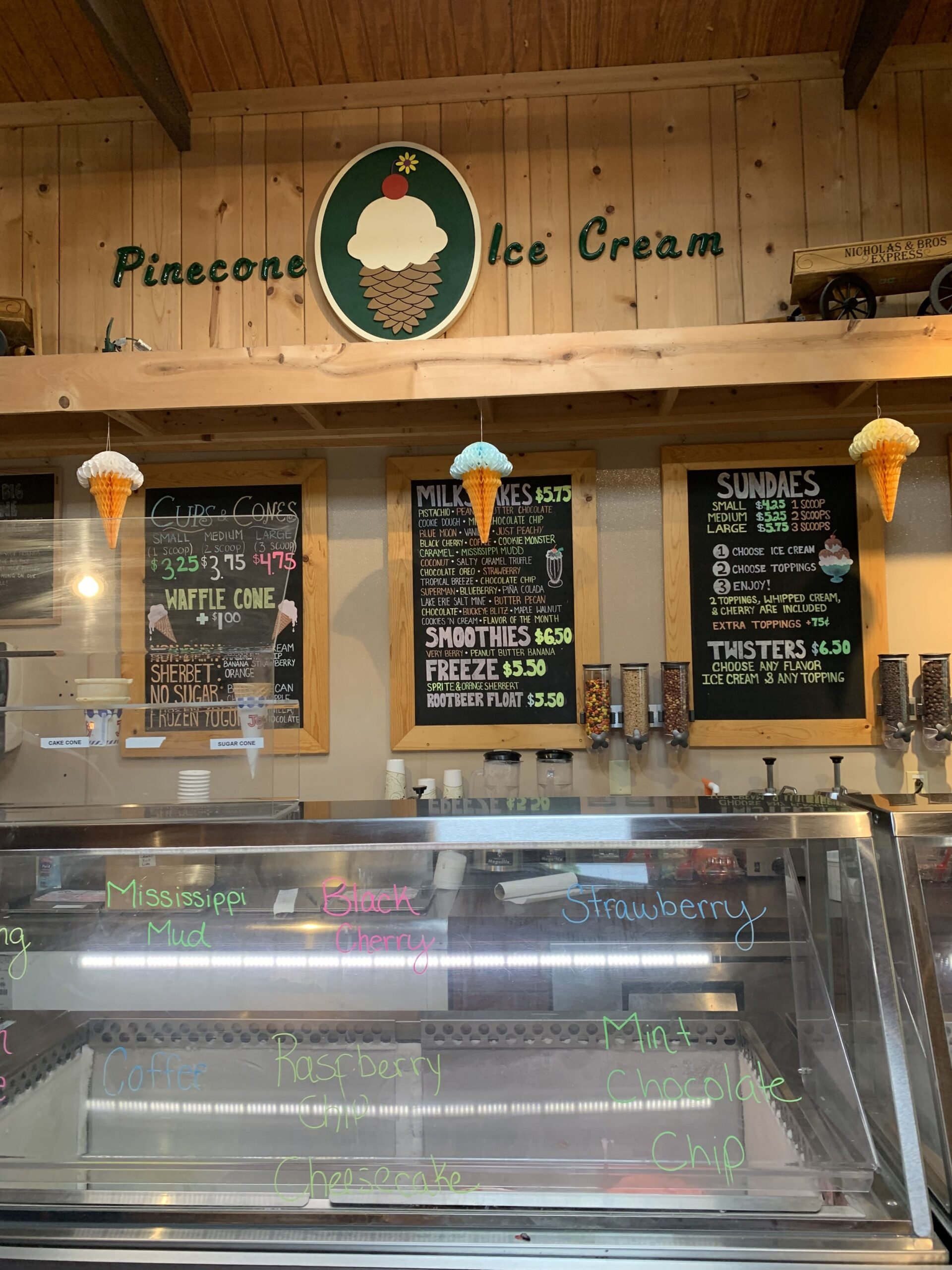 pinecone ice cream menu in north royalton ohio