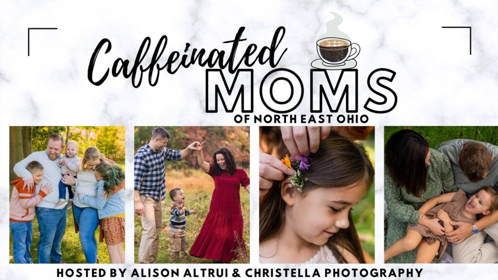 Facbook Mom group cover photo for caffienated moms of northeast ohio run by christella photography and alison altrui